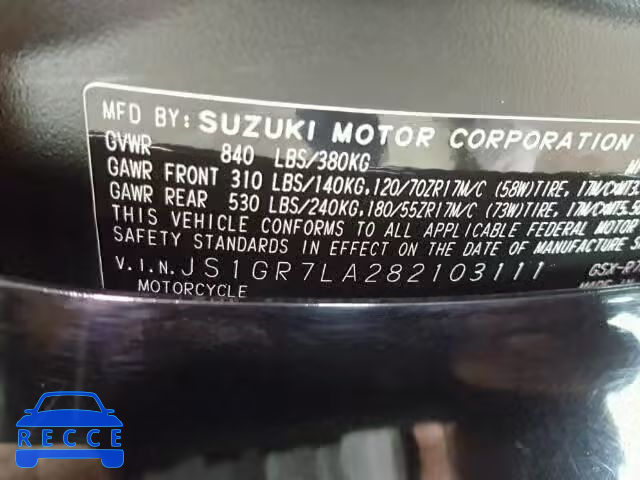 2008 SUZUKI GSX-R750 JS1GR7LA282103111 image 19