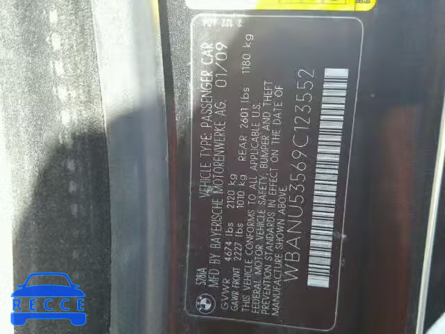 2009 BMW 528I WBANU53569C123552 image 9