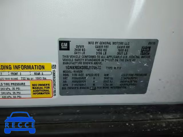 2016 CHEVROLET TRAVERSE L 1GNKRGKD8GJ170576 image 9