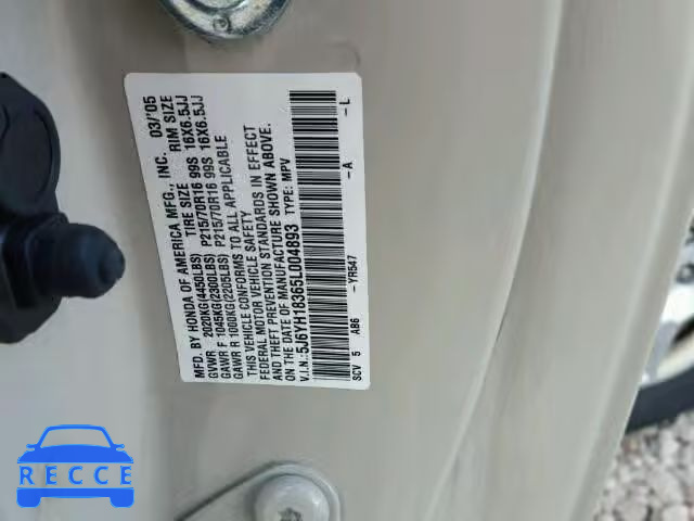 2005 HONDA ELEMENT LX 5J6YH18365L004893 Bild 9