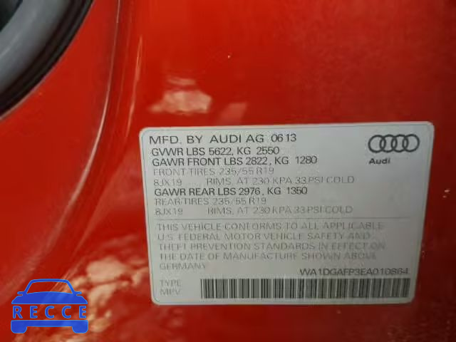 2014 AUDI Q5 PREMIUM WA1DGAFP3EA010864 зображення 9