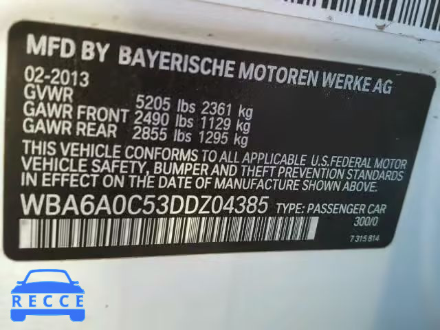 2013 BMW 640I WBA6A0C53DDZ04385 зображення 9