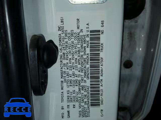2009 TOYOTA TACOMA DOU 5TELU42N49Z616542 image 9