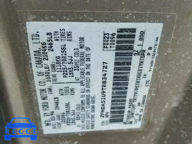 1996 FORD WINDSTAR W 2FMDA51U9TBB34727 image 9