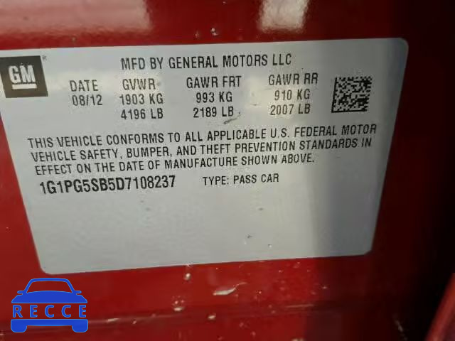 2013 CHEVROLET CRUZE LTZ 1G1PG5SB5D7108237 image 9