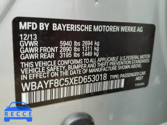 2014 BMW 750LI XDRI WBAYF8C5XED653018 зображення 9