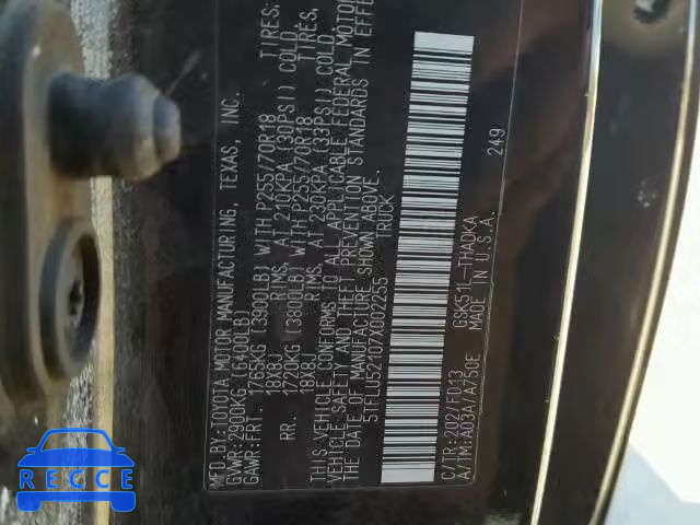 2007 TOYOTA TUNDRA 5TFLU52107X002255 Bild 9