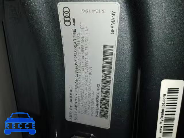 2014 AUDI A5 QUATTRO WAULFAFHXEN007043 image 9
