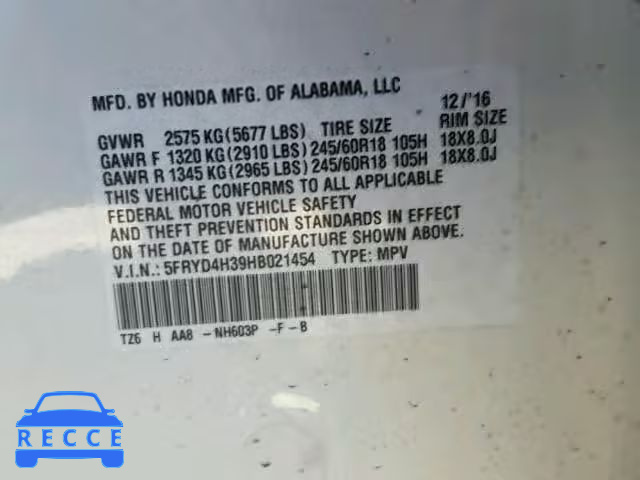 2017 ACURA MDX 5FRYD4H39HB021454 image 9