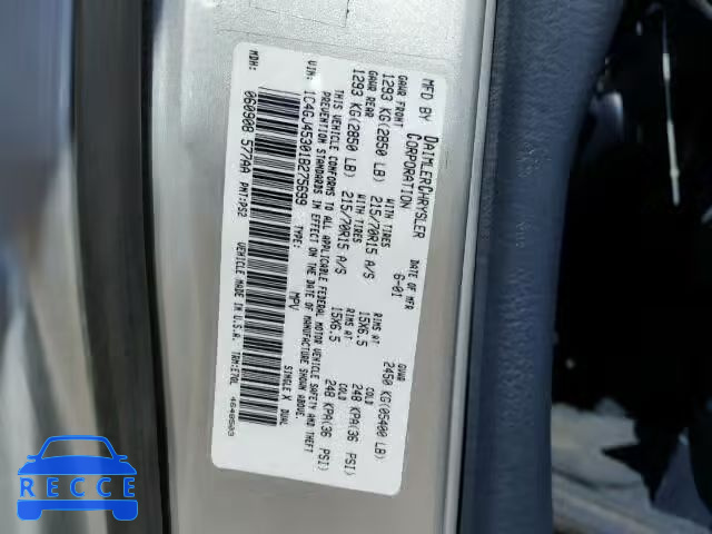 2001 CHRYSLER VOYAGER LX 1C4GJ45301B275699 image 9