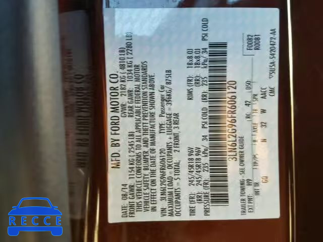 2015 LINCOLN MKZ 3LN6L2G96FR606120 image 9
