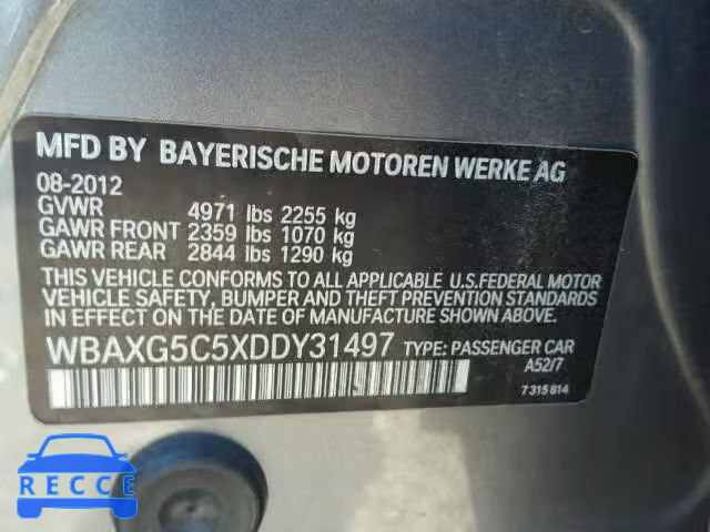 2013 BMW 528I WBAXG5C5XDDY31497 зображення 9