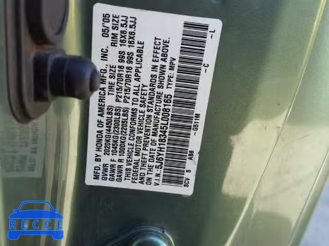 2005 HONDA ELEMENT LX 5J6YH18345L008165 image 9