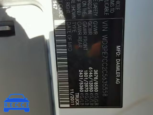 2012 MERCEDES-BENZ SPRINTER 2 WD3PE7CC2C5635558 зображення 9