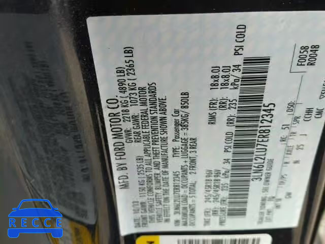 2014 LINCOLN MKZ HYBRID 3LN6L2LU7ER812345 зображення 9