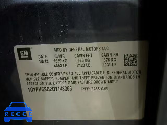 2013 CHEVROLET CRUZE ECO 1G1PH5SB2D7148966 image 9