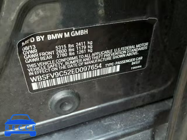 2014 BMW M5 WBSFV9C52ED097654 зображення 9