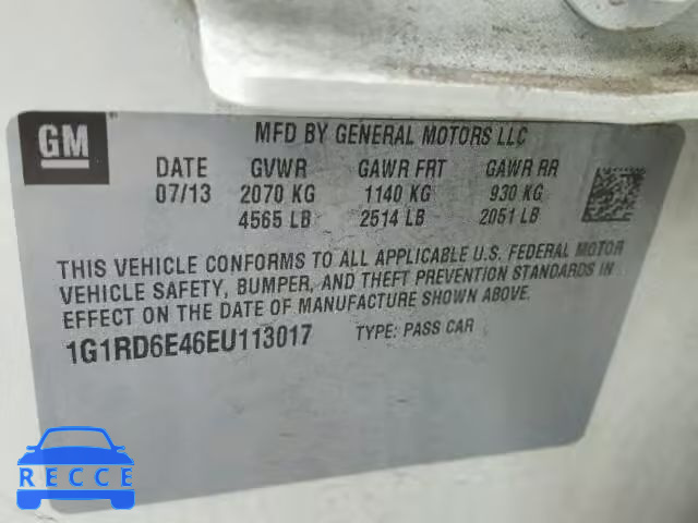 2014 CHEVROLET VOLT 1G1RD6E46EU113017 image 9