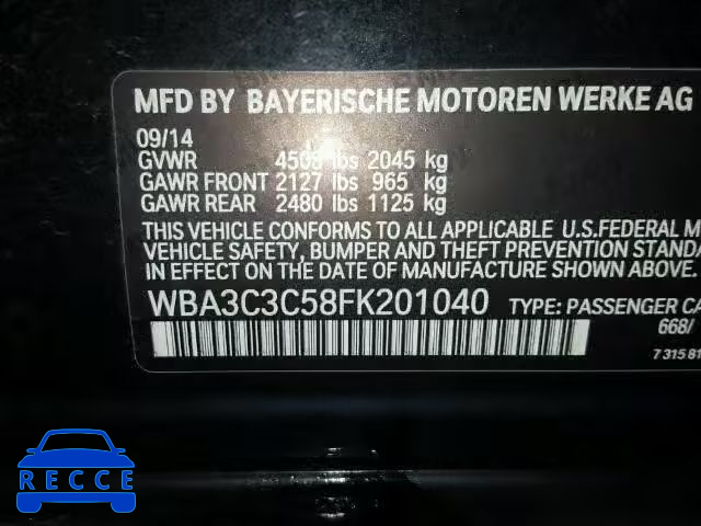 2015 BMW 320I XDRIV WBA3C3C58FK201040 зображення 9