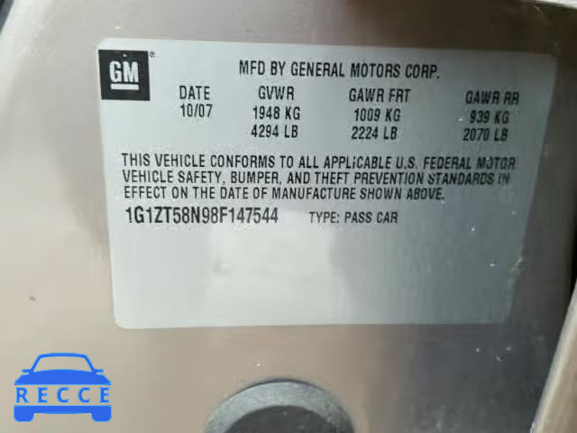 2008 CHEVROLET MALIBU LT 1G1ZT58N98F147544 image 9