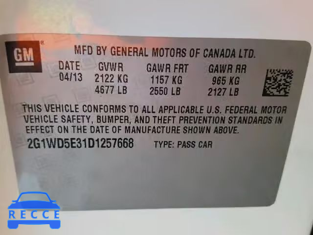2013 CHEVROLET IMPALA POL 2G1WD5E31D1257668 image 9