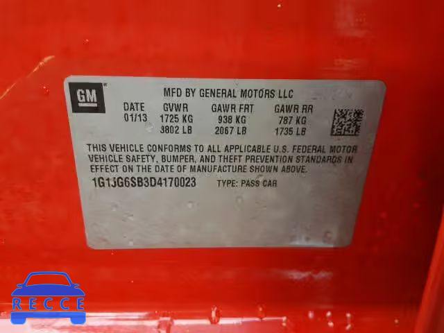 2013 CHEVROLET SONIC RS 1G1JG6SB3D4170023 image 9