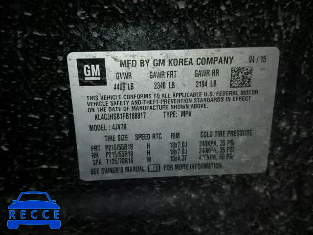 2015 BUICK ENCORE PRE KL4CJHSB1FB188817 image 9