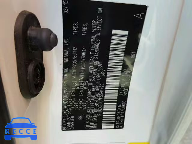 2015 TOYOTA SIENNA 5TDZK3DC7FS594728 image 9