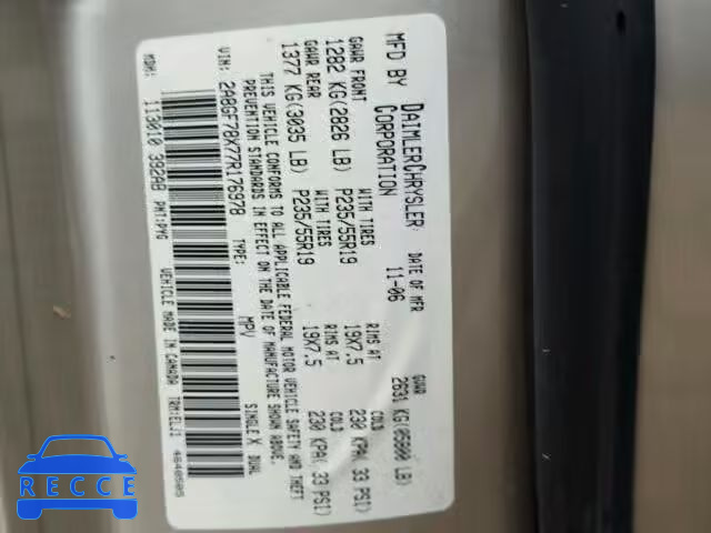 2007 CHRYSLER PACIFICA L 2A8GF78X77R176978 image 9