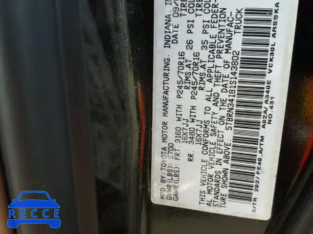 2001 TOYOTA TUNDRA ACC 5TBRN34181S143802 image 9