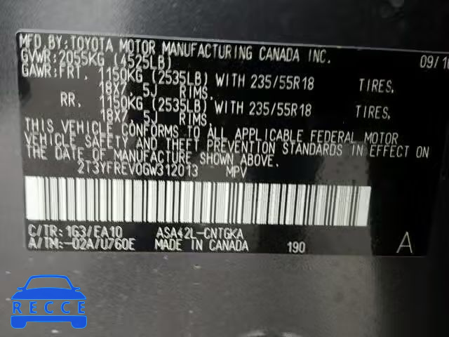 2016 TOYOTA RAV4 LIMIT 2T3YFREV0GW312013 image 9