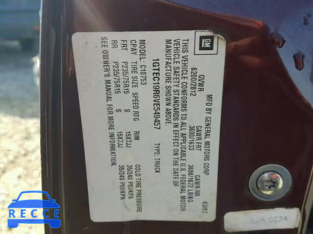 1997 GMC SIERRA C15 1GTEC19R6VE549457 image 9