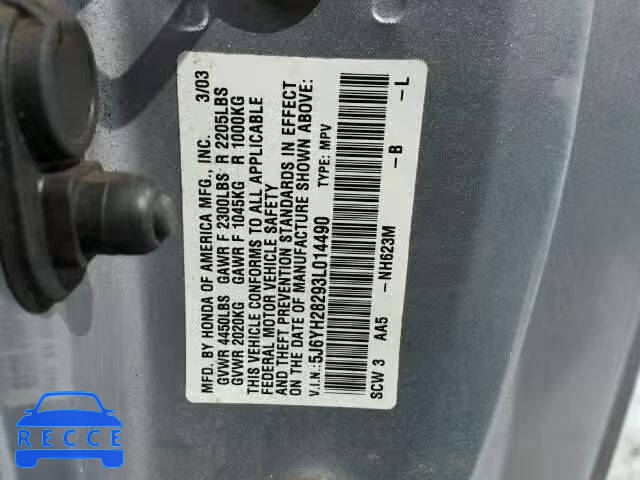 2003 HONDA ELEMENT DX 5J6YH28293L014490 image 9