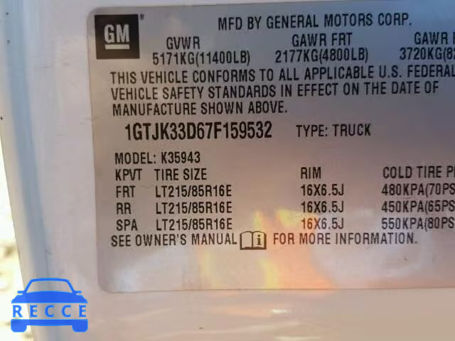 2007 GMC SIERRA K35 1GTJK33D67F159532 зображення 9