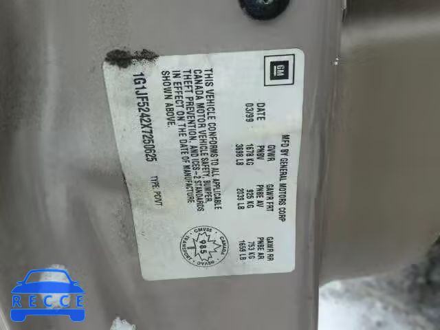 1999 CHEVROLET CAVALIER L 1G1JF5242X7250625 image 9