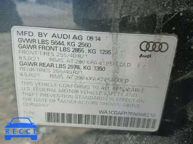 2015 AUDI SQ5 PREMIU WA1CGAFP7FA048210 зображення 9