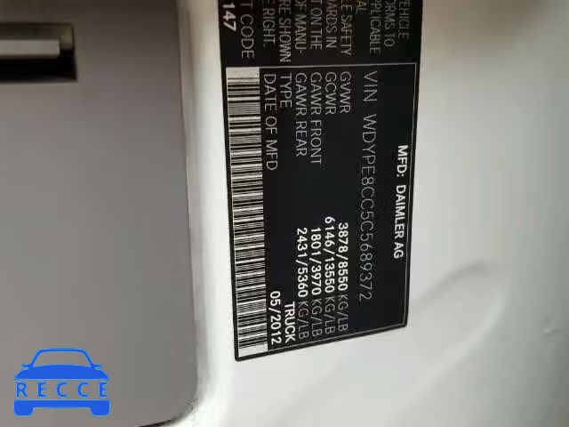 2012 FREIGHTLINER SPRINTER WDYPE8CC5C5689372 image 9