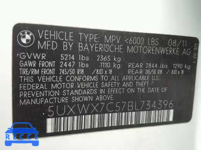 2011 BMW X3 XDRIVE3 5UXWX7C57BL734396 зображення 9