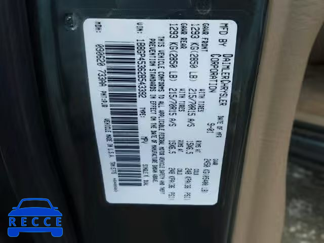 2002 DODGE CARAVAN SP 1B8GP45362B543392 Bild 9