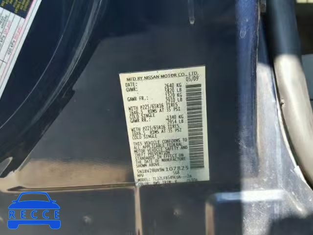 2009 NISSAN QUEST S/SE 5N1BV28UX9N107825 image 9