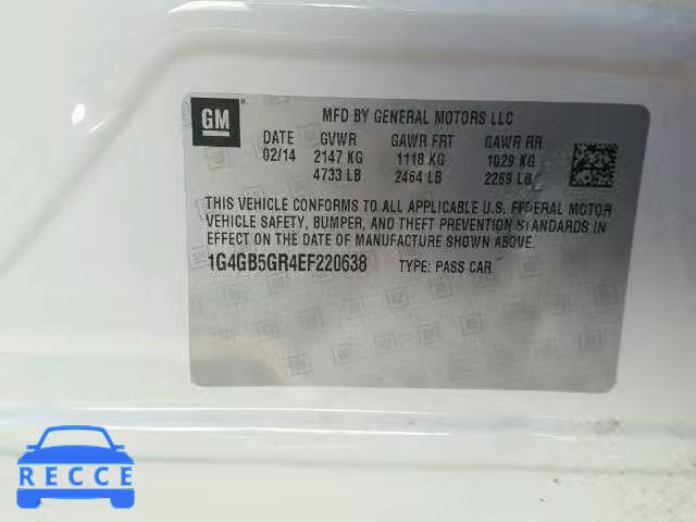 2014 BUICK LACROSSE W 1G4GB5GR4EF220638 image 9