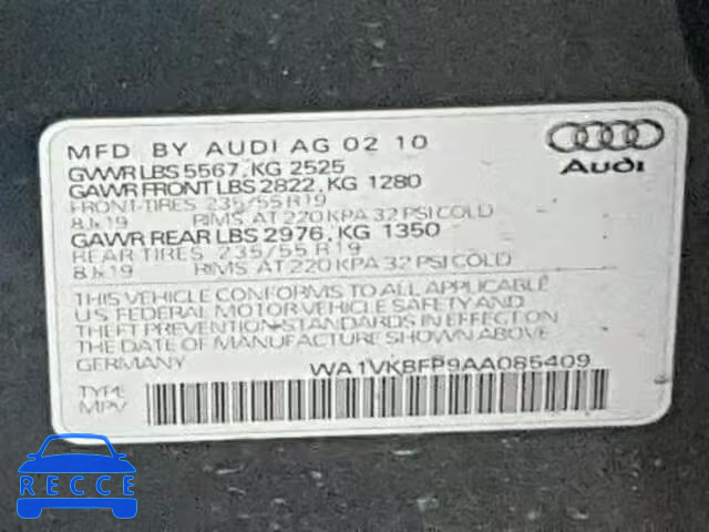 2010 AUDI Q5 PRESTIG WA1VKBFP9AA085409 Bild 9