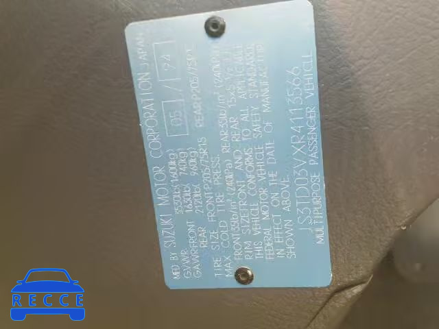 1994 SUZUKI SIDEKICK J JS3TD03VXR4113566 image 9
