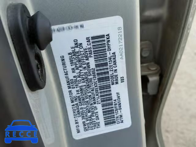 2003 TOYOTA MATRIX XR 2T1LR38EX3C136652 зображення 9