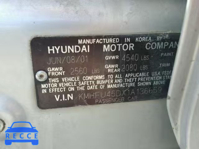 2001 HYUNDAI XG300 KMHFU45DX1A136659 image 9