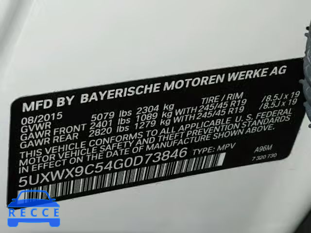 2016 BMW X3 XDRIVE2 5UXWX9C54G0D73846 зображення 9