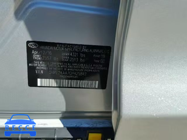 2016 HYUNDAI SONATA ECO 5NPE24AA7GH425842 image 9