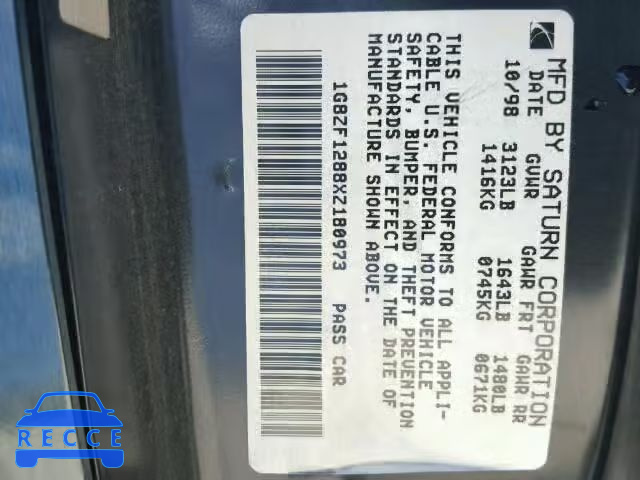 1999 SATURN SC1 1G8ZF1288XZ180973 image 9