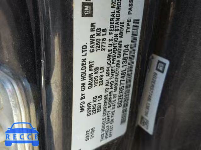 2008 PONTIAC G8 6G2ER57748L138704 image 9