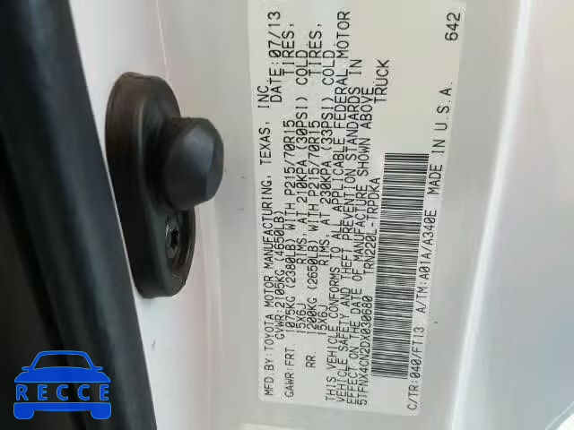 2013 TOYOTA TACOMA 5TFNX4CN2DX030680 image 9